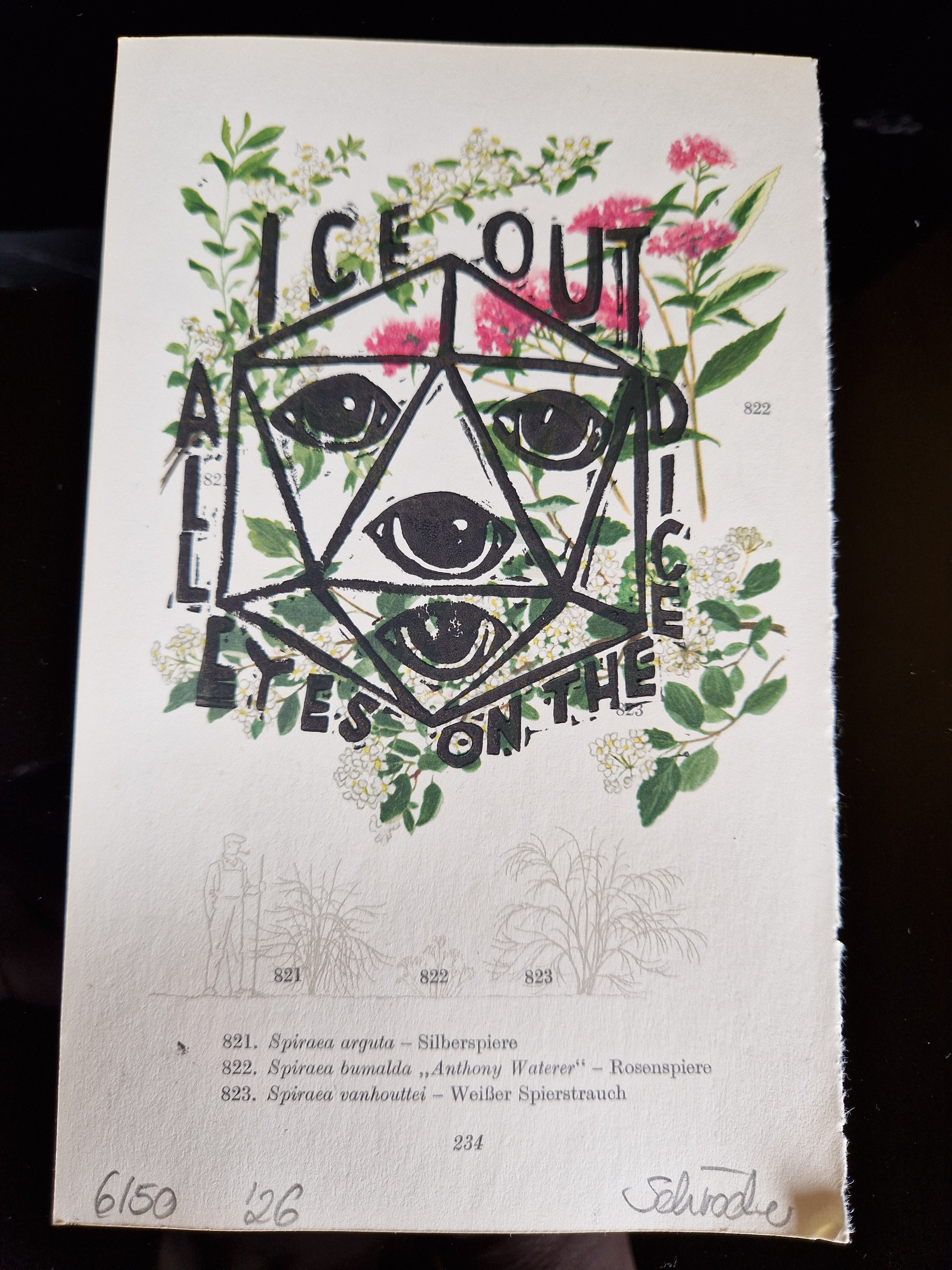 Art & Dice Bundle – Limited Linocut Print + Polyhedral Dice Set "Arcane Fallout"