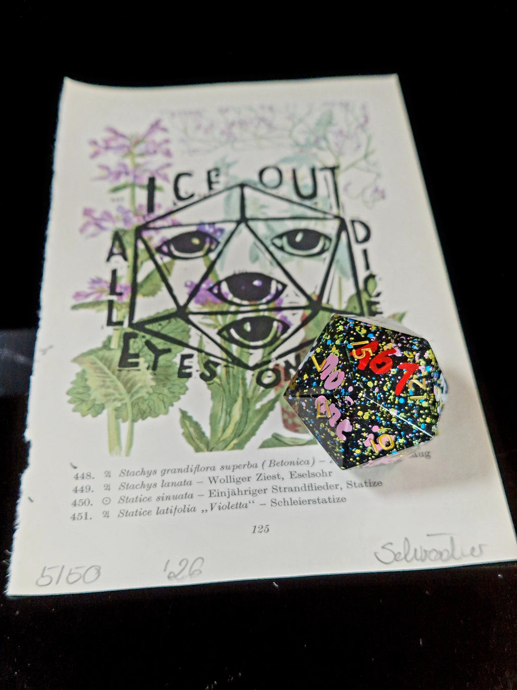 Art & Dice Bundle – Limited Linocut + Chonk D20 "161"