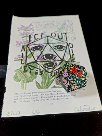 Art & Dice Bundle – Limited Linocut + Chonk D20 "161"
