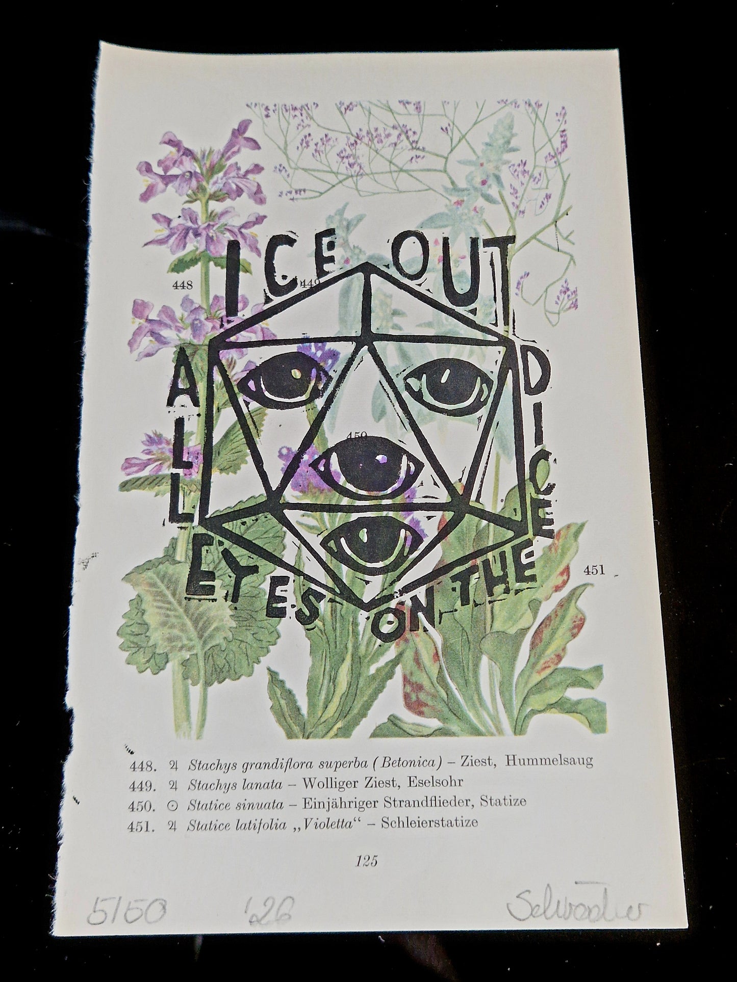 Art & Dice Bundle – Limited Linocut + Chonk D20 "161"