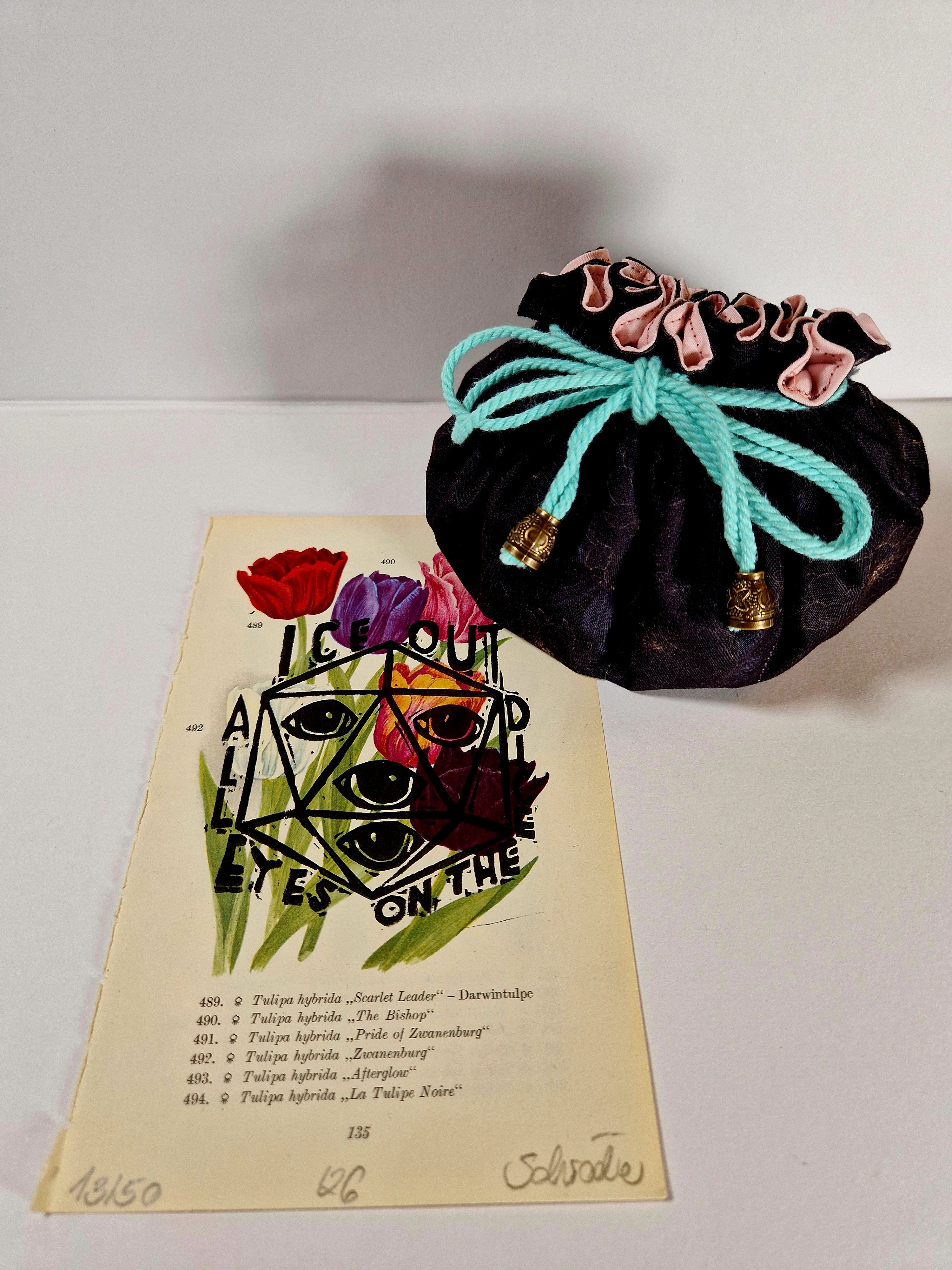 Art & Dice Bundle – Limited Linocut Print + Dice Bag