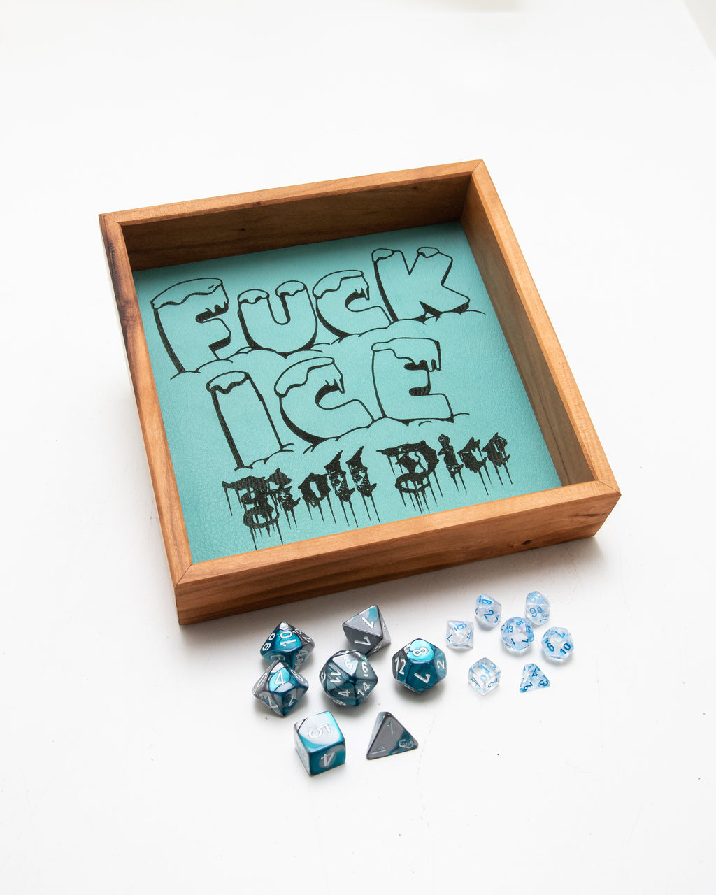 Fuck Ice, Roll Dice - Rolling Tray + Two Chessex Dice Sets Bundle