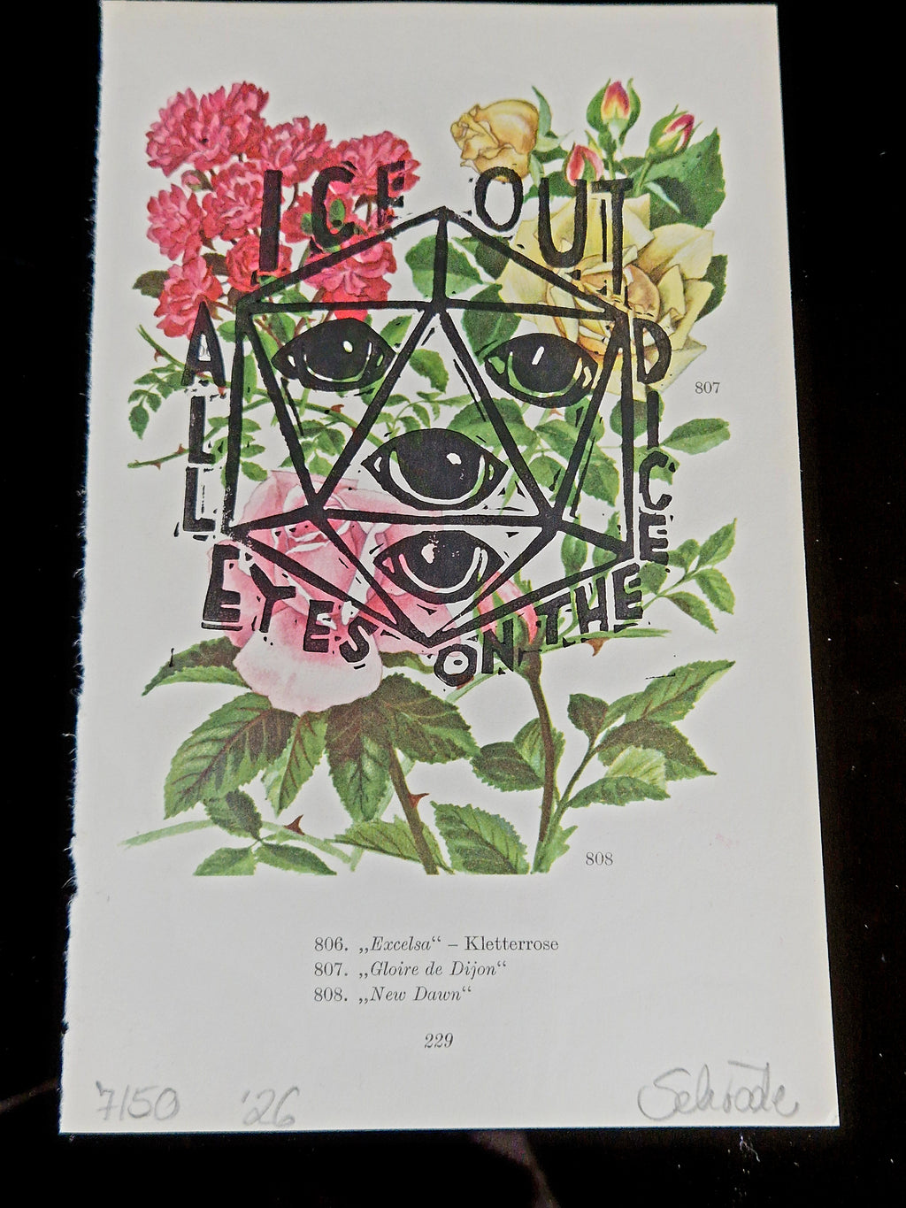 Art & Dice Bundle – Limited Linocut + Polyhedral Dice Set "Deepwater Prism"