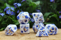 Porcelaine style 7-piece dice set (handpainted)