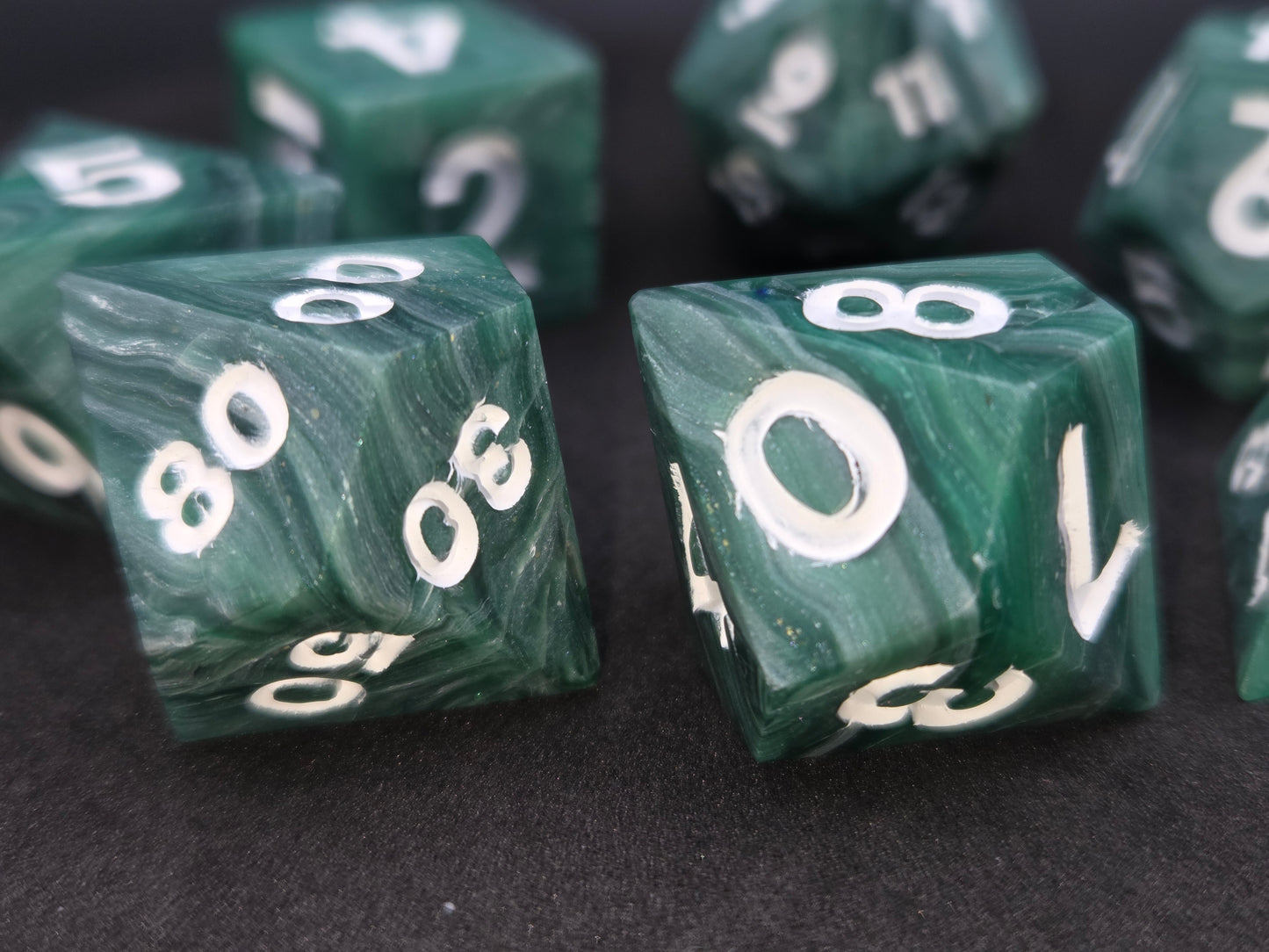 Not Quite Malachite  - 7-Piece Dice Set