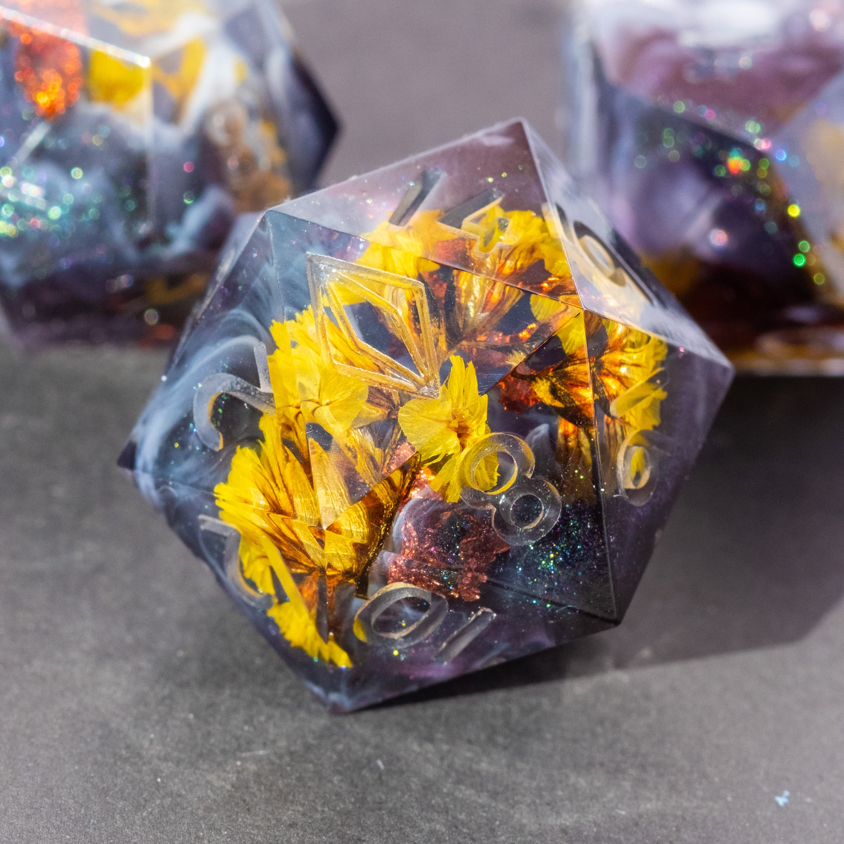 Roiling Storm - 8-Piece Dice Set (You pick the ink color!)