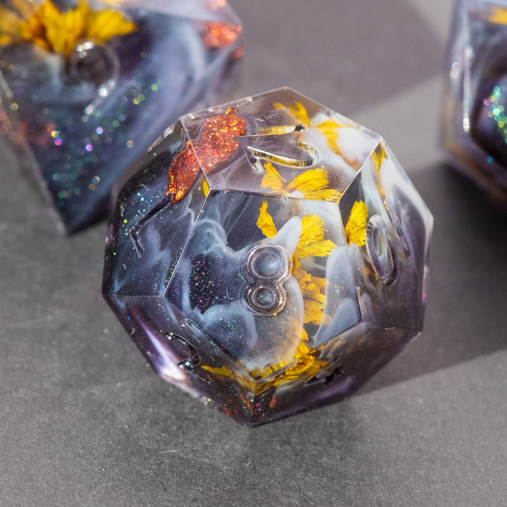 Roiling Storm - 8-Piece Dice Set (You pick the ink color!)