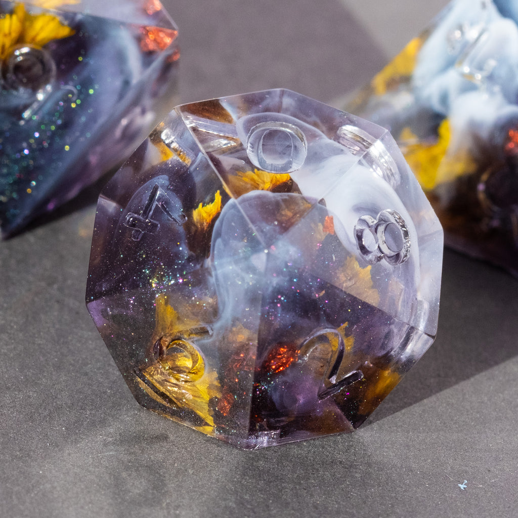 Roiling Storm - 8-Piece Dice Set (You pick the ink color!)