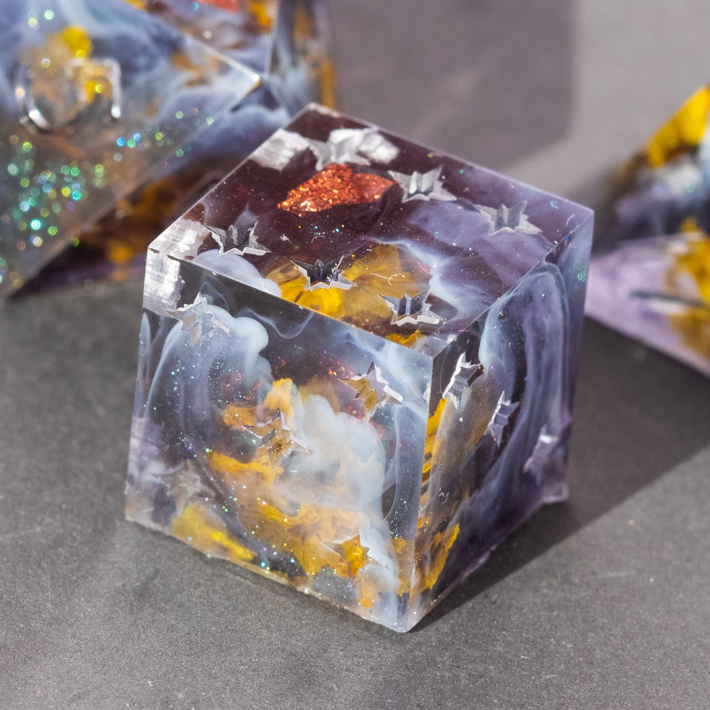 Roiling Storm - 8-Piece Dice Set (You pick the ink color!)