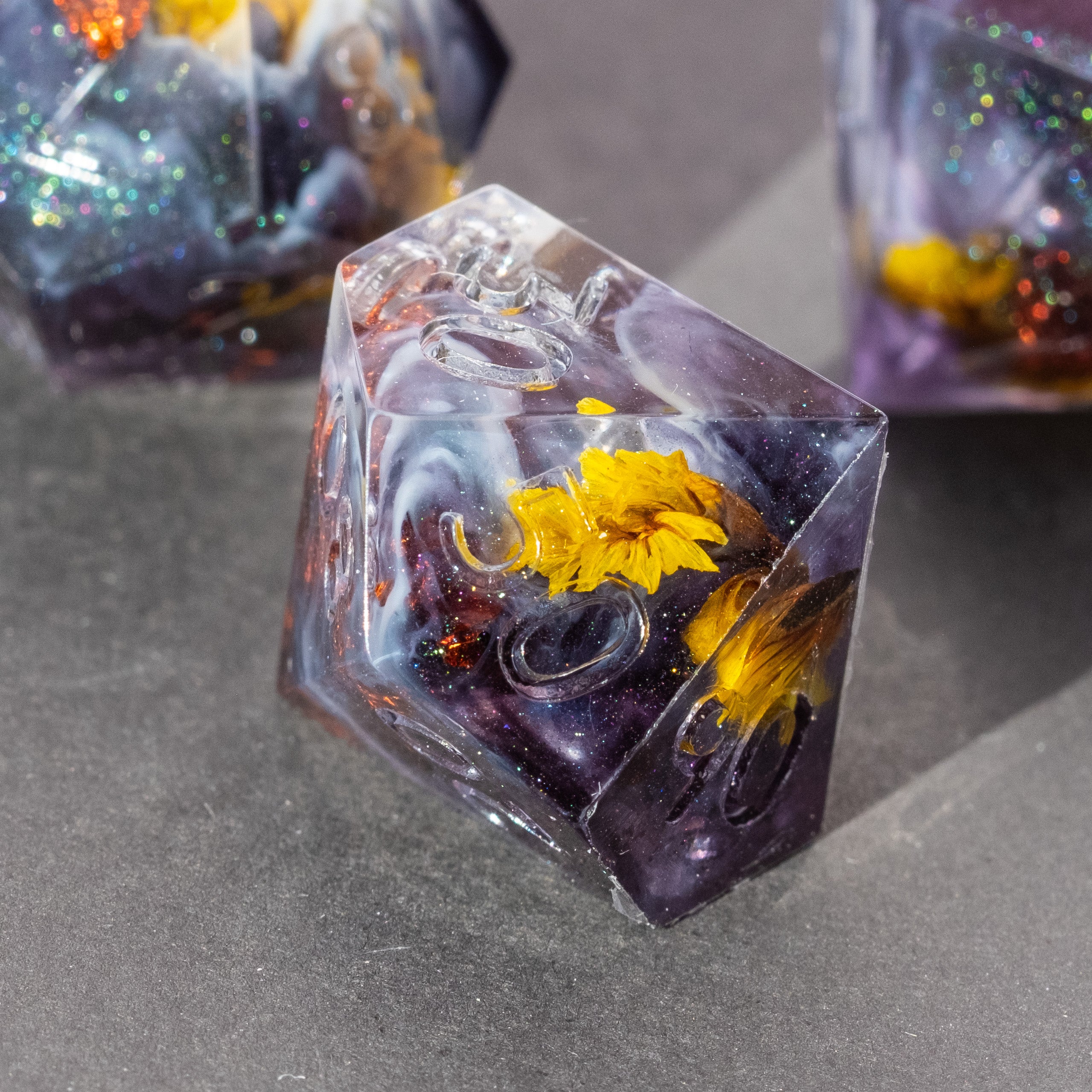 Roiling Storm - 8-Piece Dice Set (You pick the ink color!)