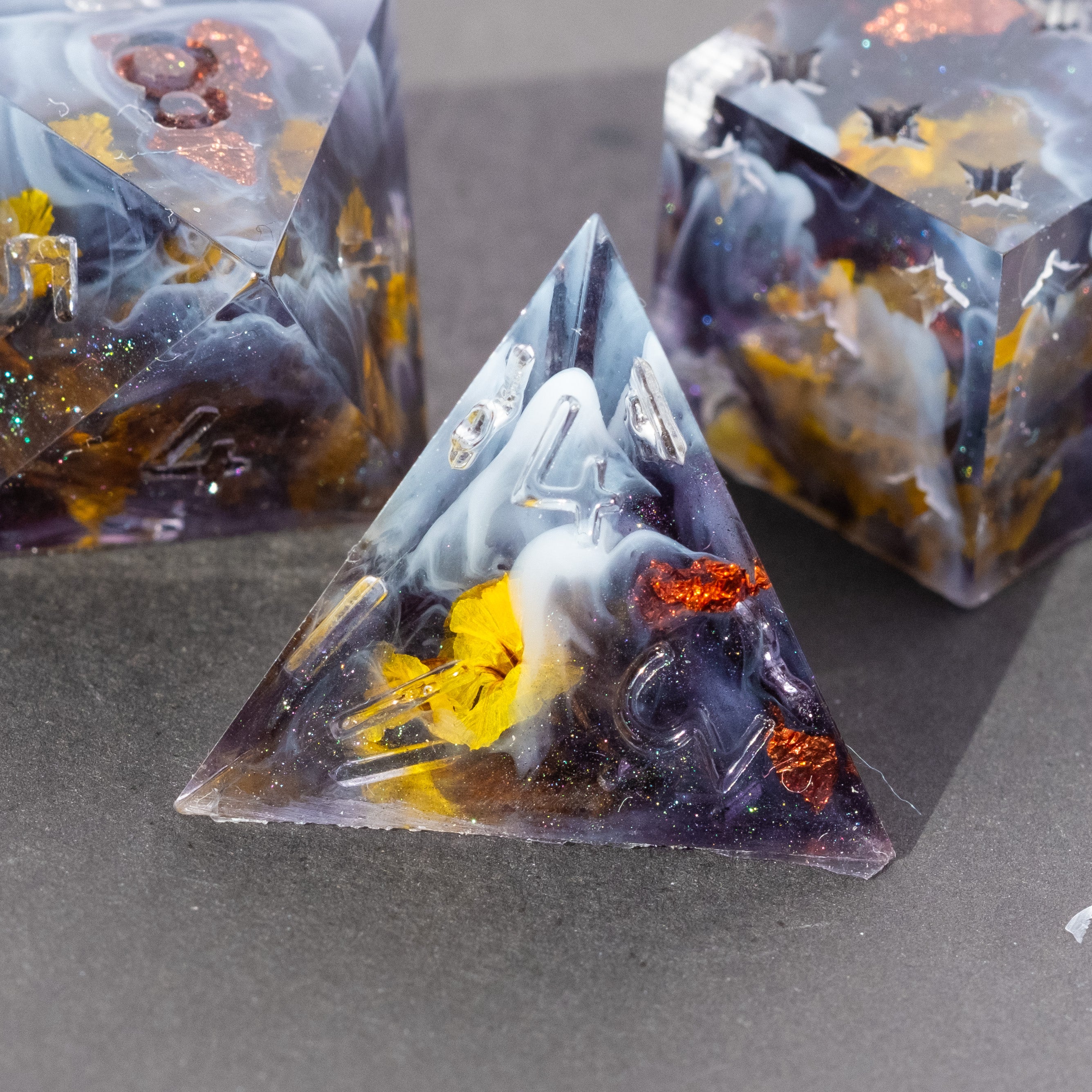 Roiling Storm - 8-Piece Dice Set (You pick the ink color!)